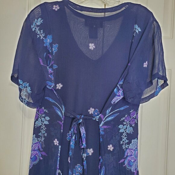 Lola P Floral Maxi Asymmetrical Handkerchief Flowy Dress Size Medium - Picture 5 of 13